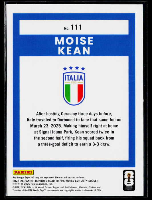 2025-26 Donruss Road to FIFA World Cup #111 Moise Kean