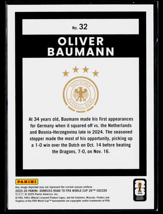 2025-26 Donruss Road to FIFA World Cup #32 Oliver Baumann
