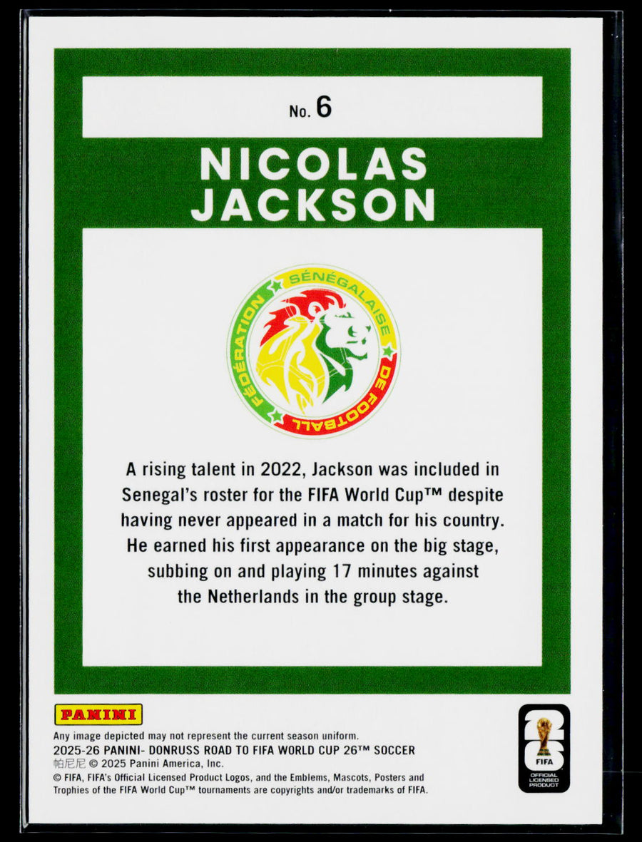 2025-26 Donruss Road to FIFA World Cup #6 Nicolas Jackson
