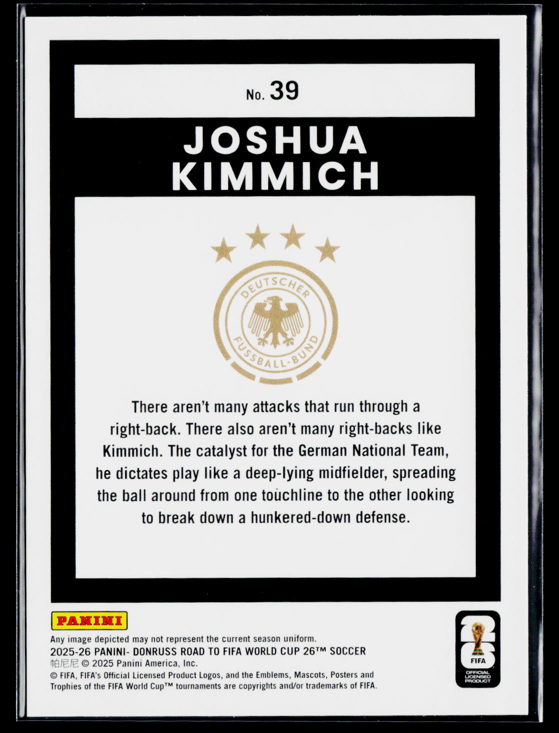 2025-26 Donruss Road to FIFA World Cup #39 Joshua Kimmich