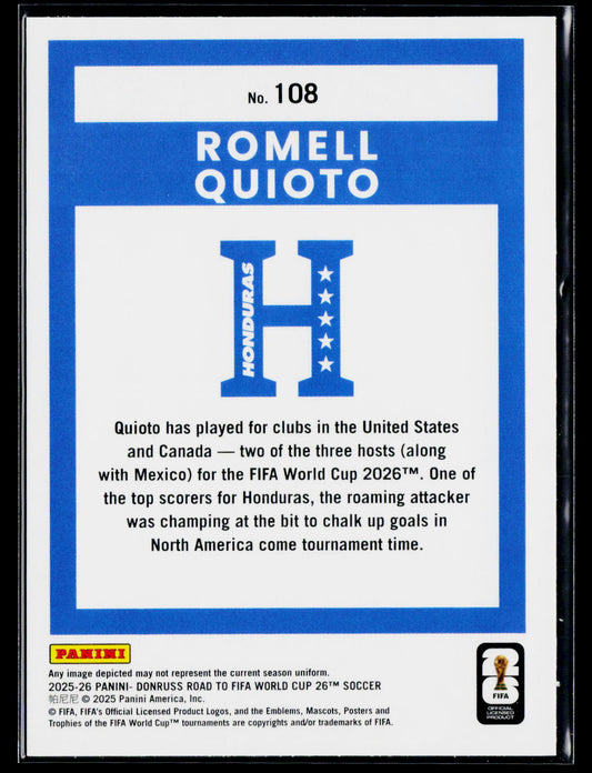 2025-26 Donruss Road to FIFA World Cup #108 Romell Quioto