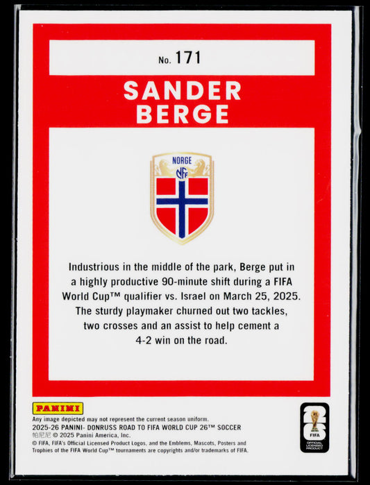 2025-26 Donruss Road to FIFA World Cup #171 Sander Berge