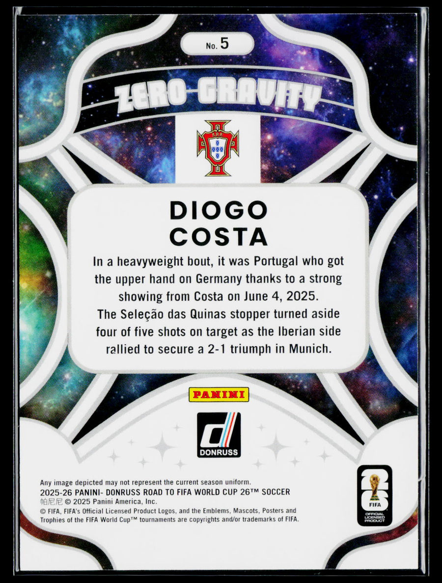 2025-26 Donruss Road to FIFA World Cup #1 Diogo Costa Zero Gravity Red