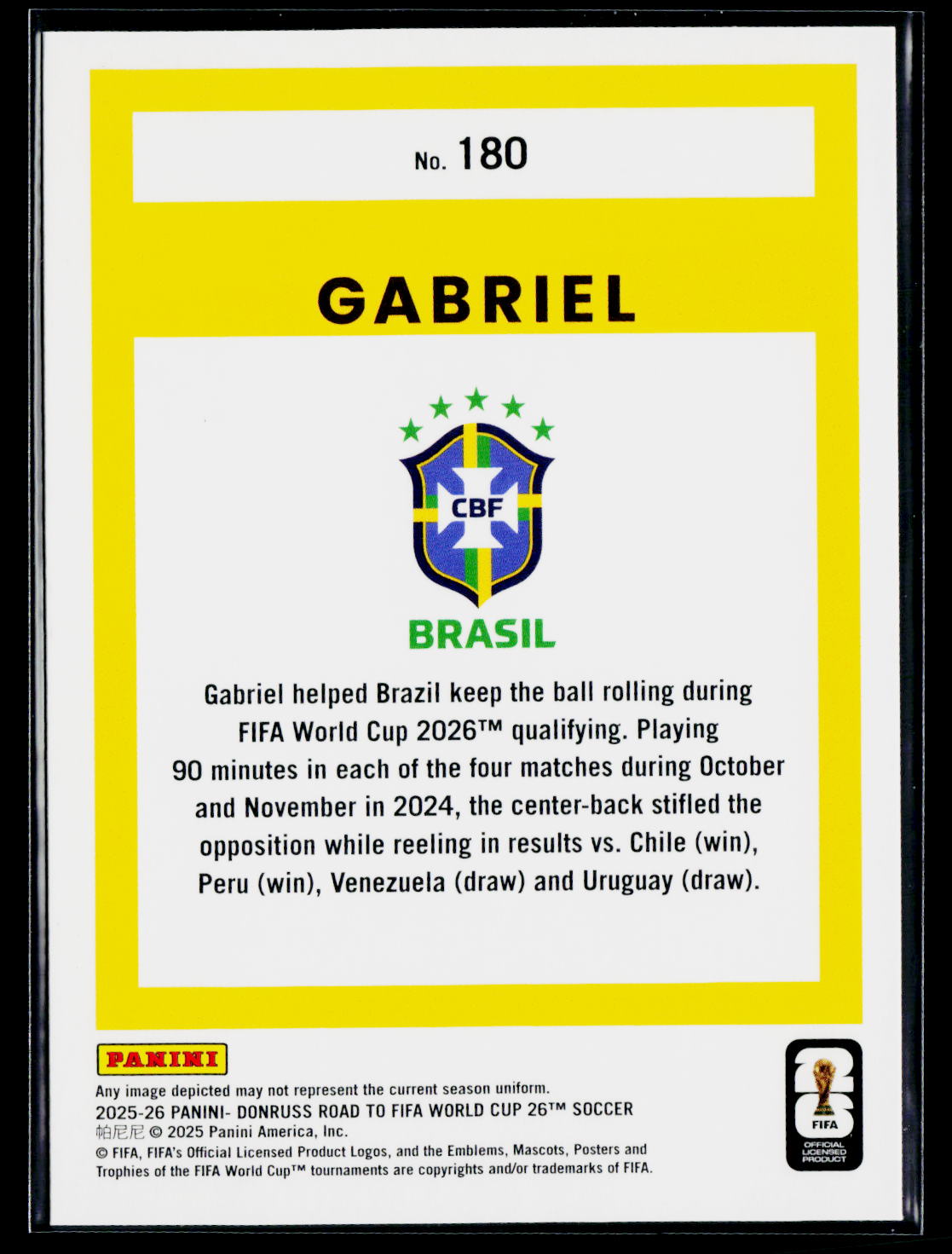 2025-26 Donruss Road to FIFA World Cup #180 Gabriel