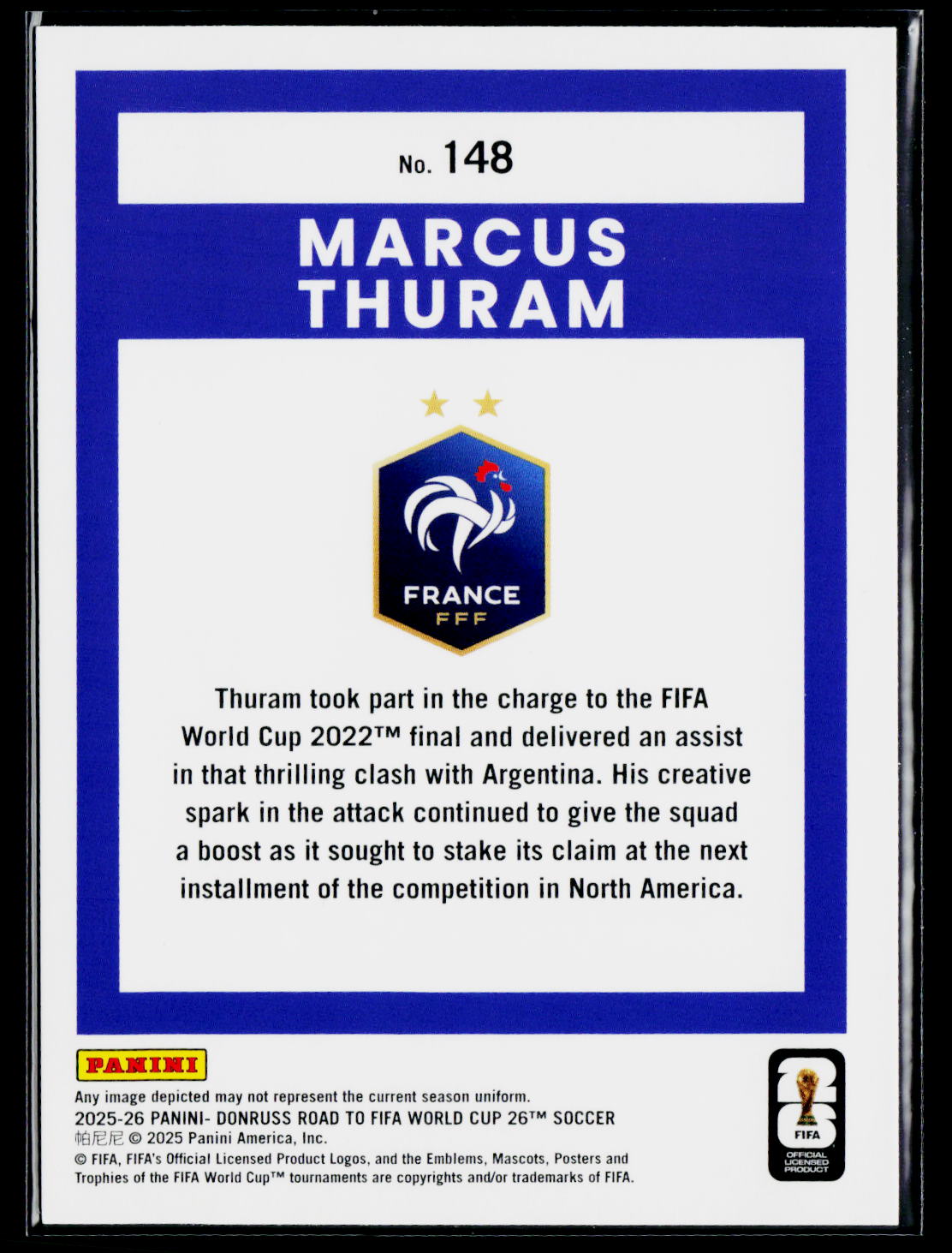 2025-26 Donruss Road to FIFA World Cup #148 Marcus Thuram