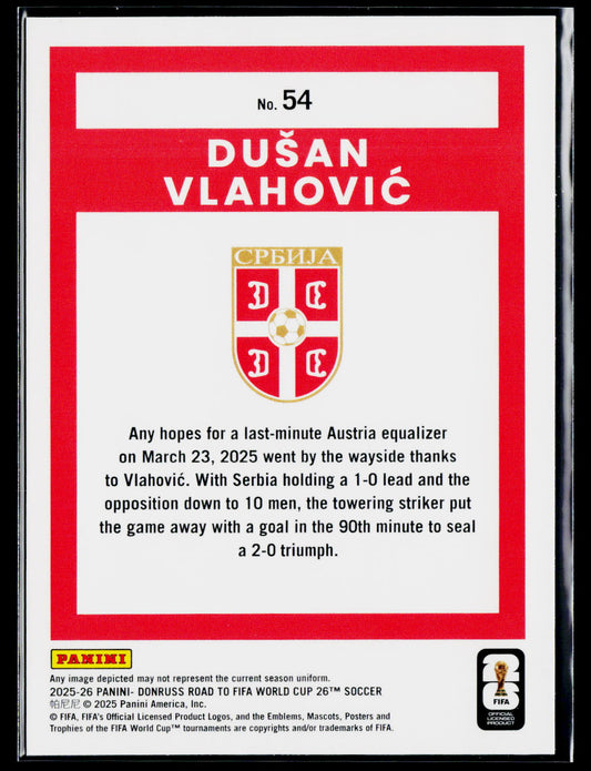 2025-26 Donruss Road to FIFA World Cup #54 Dusan Vlahovic
