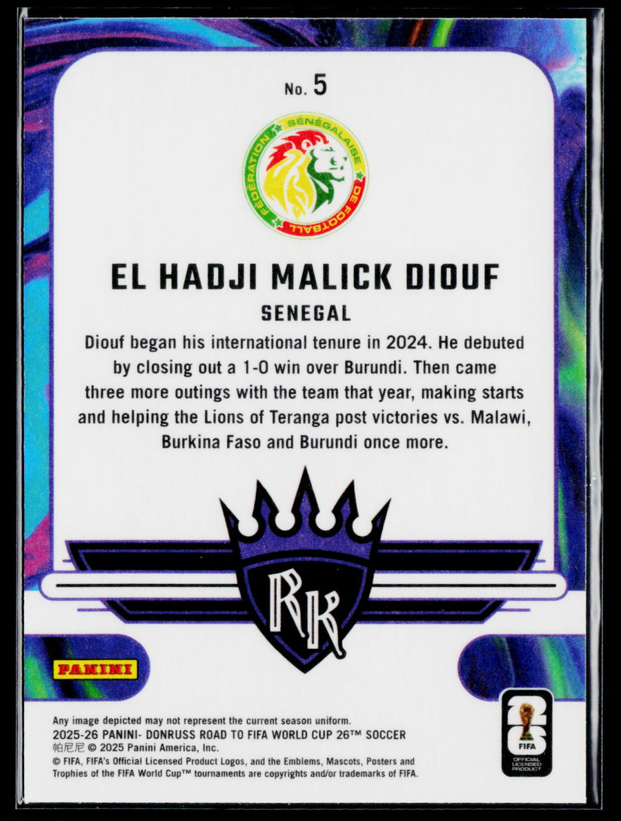 2025-26 Donruss Road to FIFA World Cup #5 El Hadji Malick Diouf Rookie Kings