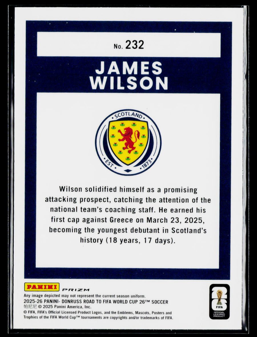 2025-26 Donruss Road to FIFA World Cup #232 James Wilson