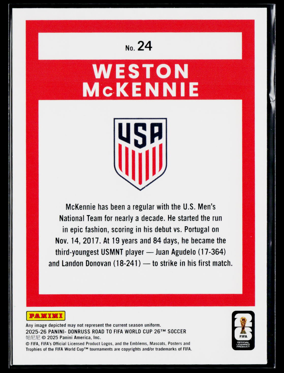 2025-26 Donruss Road to FIFA World Cup #24 Weston McKennie