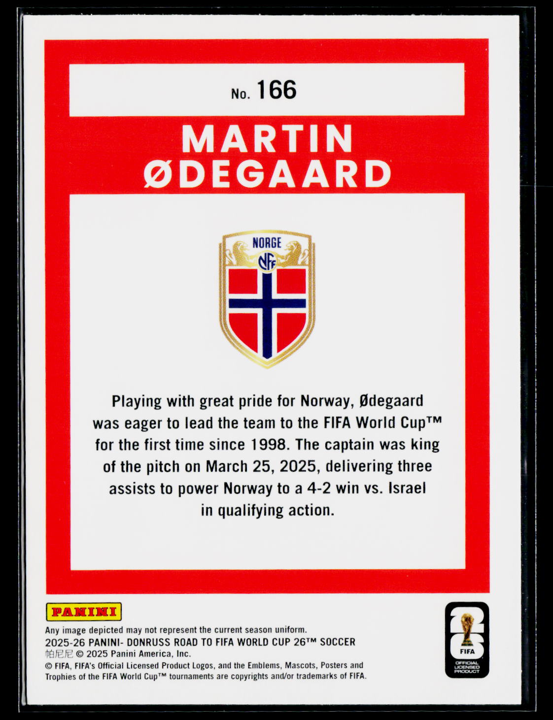2025-26 Donruss Road to FIFA World Cup #166 Martin Odegaard