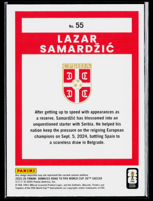 2025-26 Donruss Road to FIFA World Cup #55 Lazar Samardzic