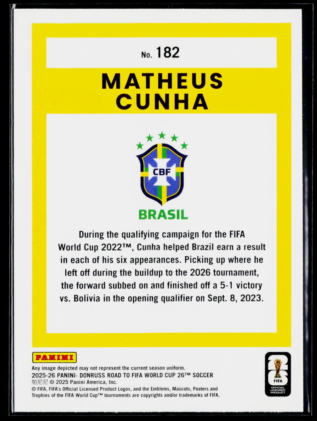 2025-26 Donruss Road to FIFA World Cup #182 Matheus Cunha