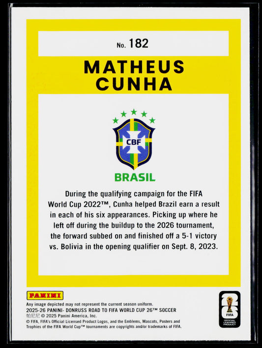 2025-26 Donruss Road to FIFA World Cup #182 Matheus Cunha