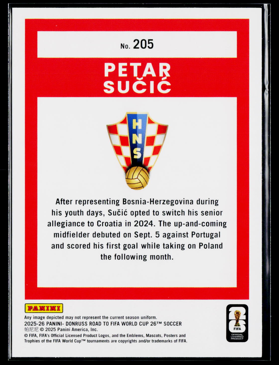 2025-26 Donruss Road to FIFA World Cup #205 Petar Sucic