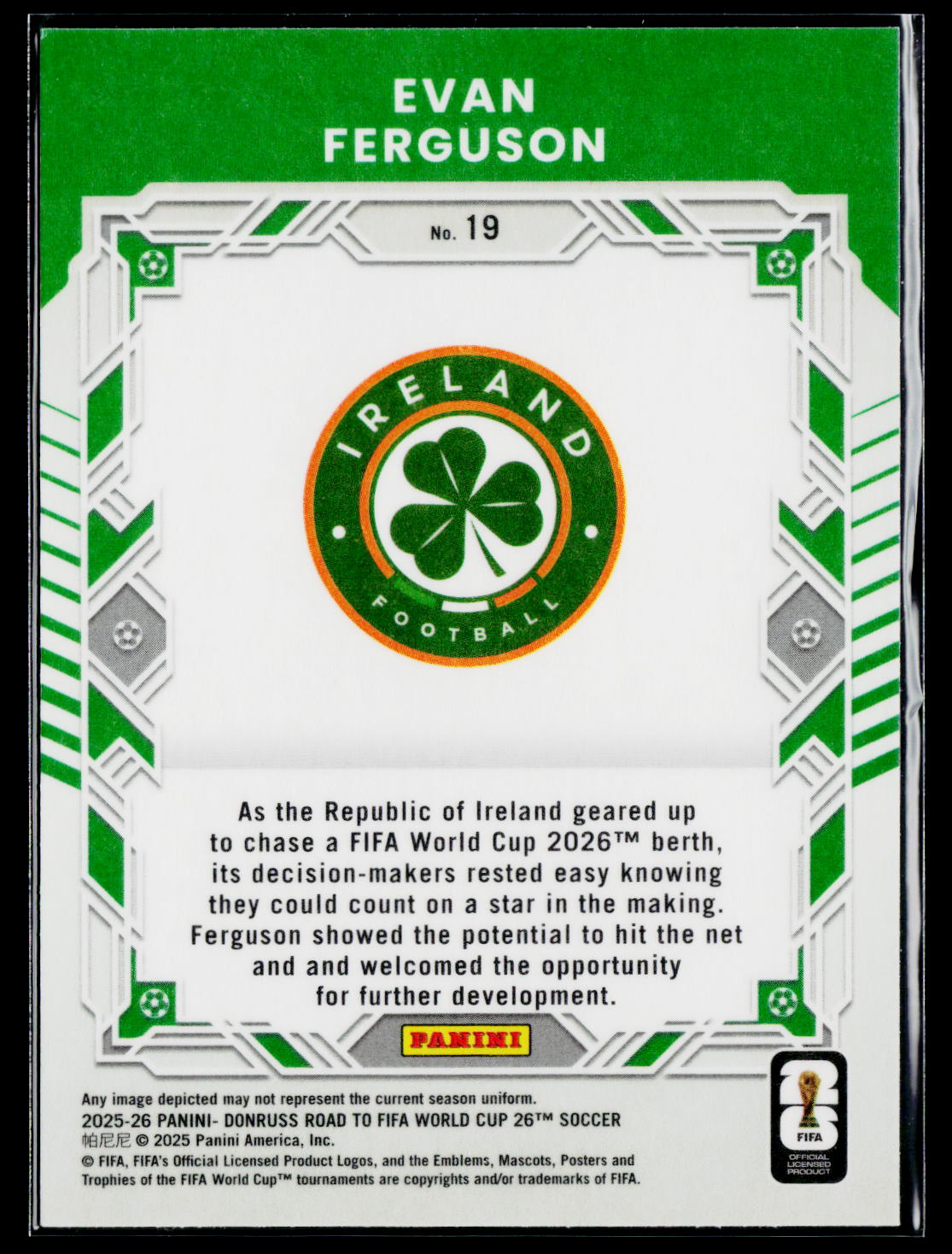 2025-26 Donruss Road to FIFA World Cup #19 Evan Ferguson Elite Series
