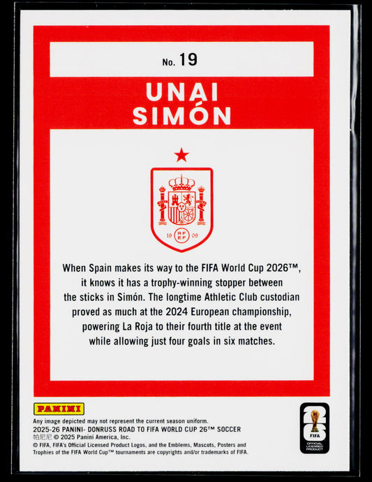 2025-26 Donruss Road to FIFA World Cup #19 Unai Simon