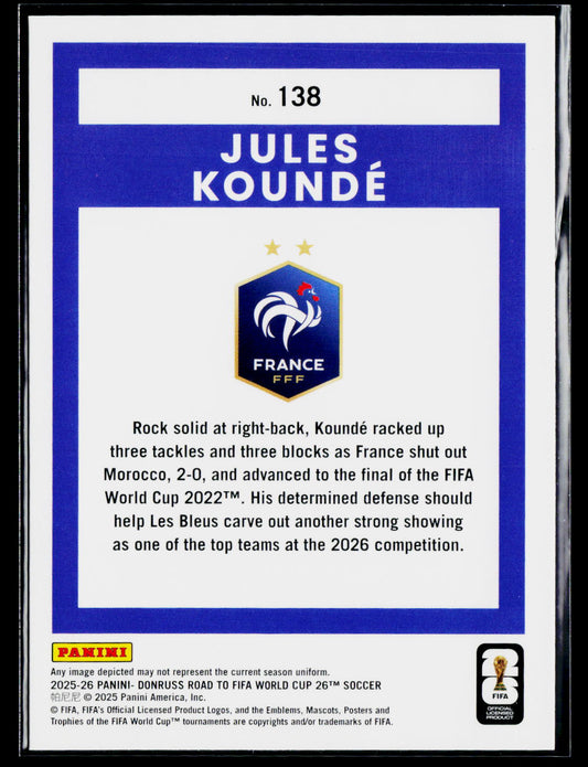 2025-26 Donruss Road to FIFA World Cup #138 Jules Kounde