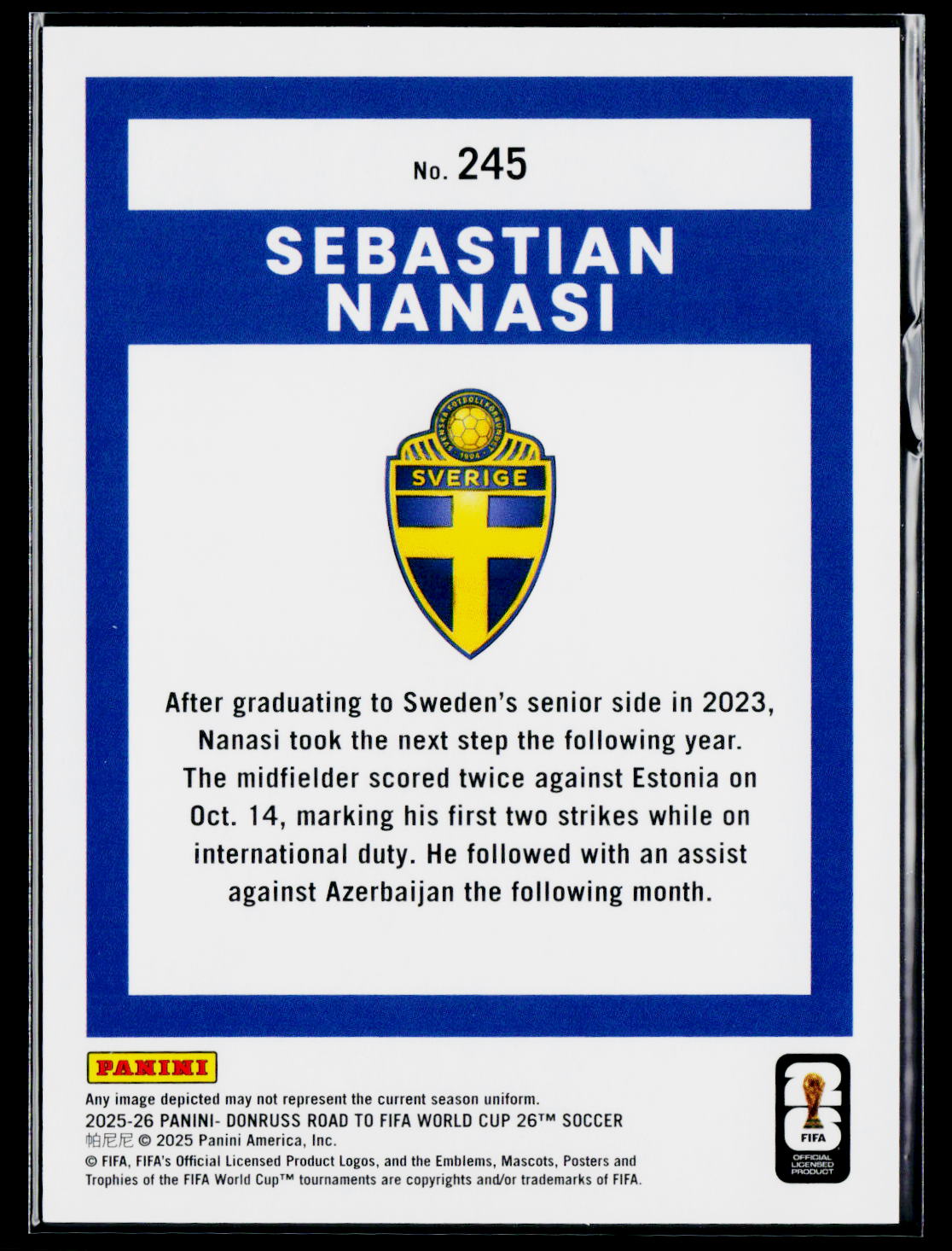 2025-26 Donruss Road to FIFA World Cup #245 Sebastian Nanasi