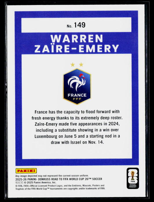 2025-26 Donruss Road to FIFA World Cup #149 Warren Zaire-Emery