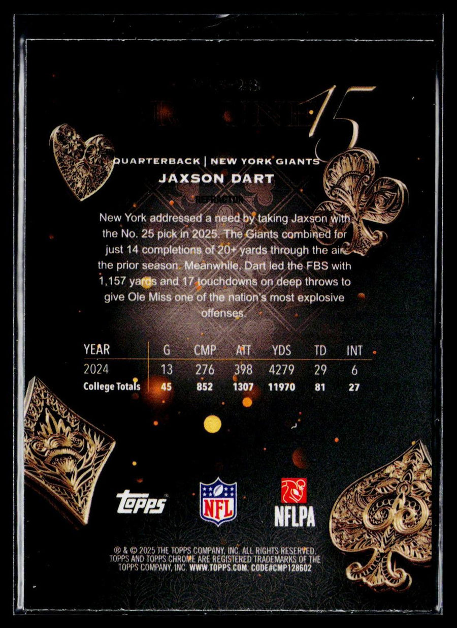 2025 Topps Chrome #F15-23 Jaxson Dart Fortune 15-Fractor