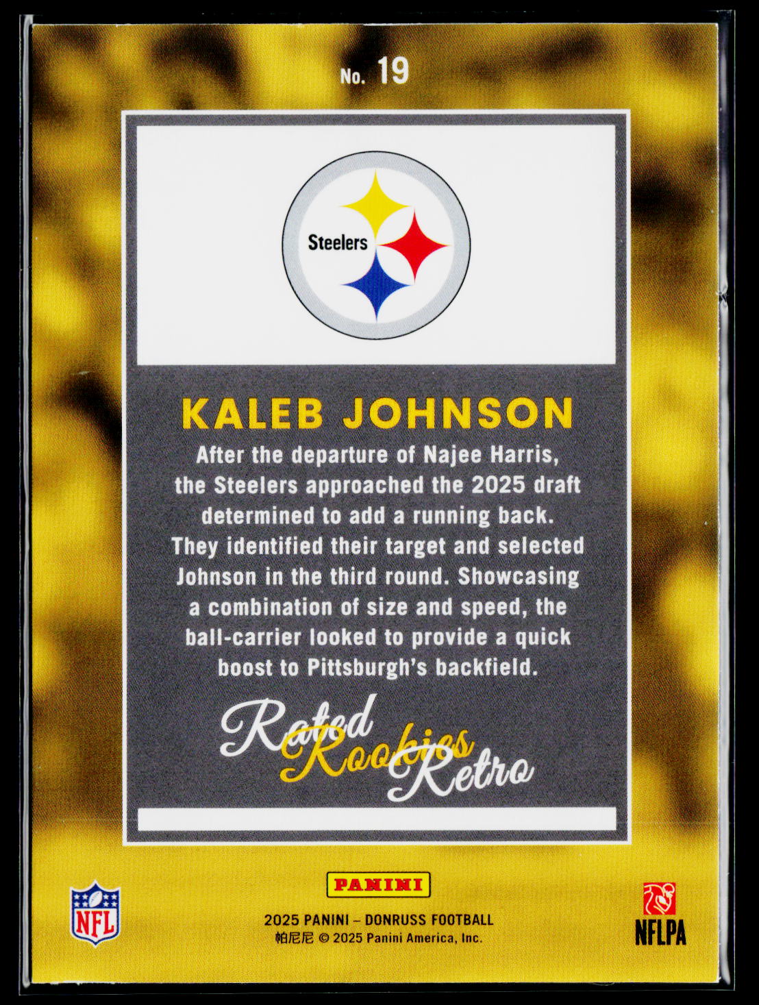 2025 Donruss #19 Kaleb Johnson Rated Rookies Retro