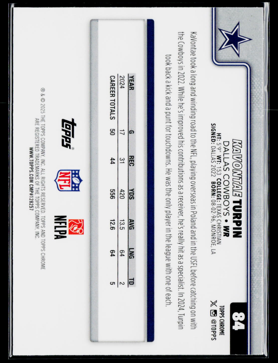 2025 Topps Chrome #84 KaVontae Turpin