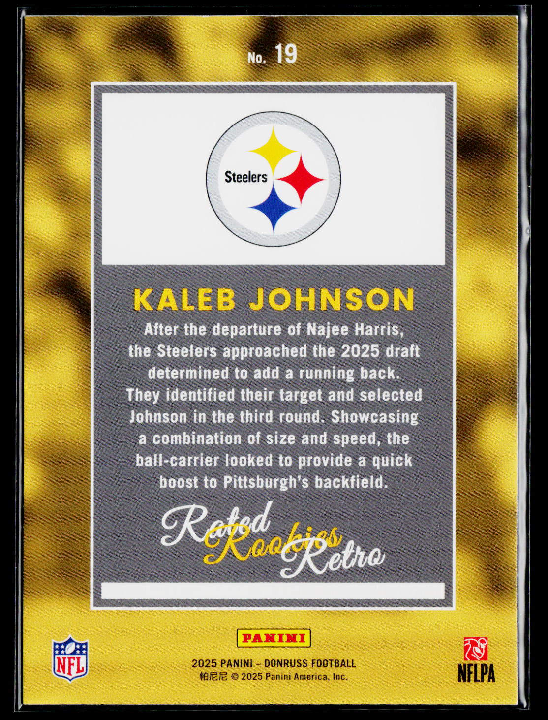 2025 Donruss #19 Kaleb Johnson Rated Rookies Retro