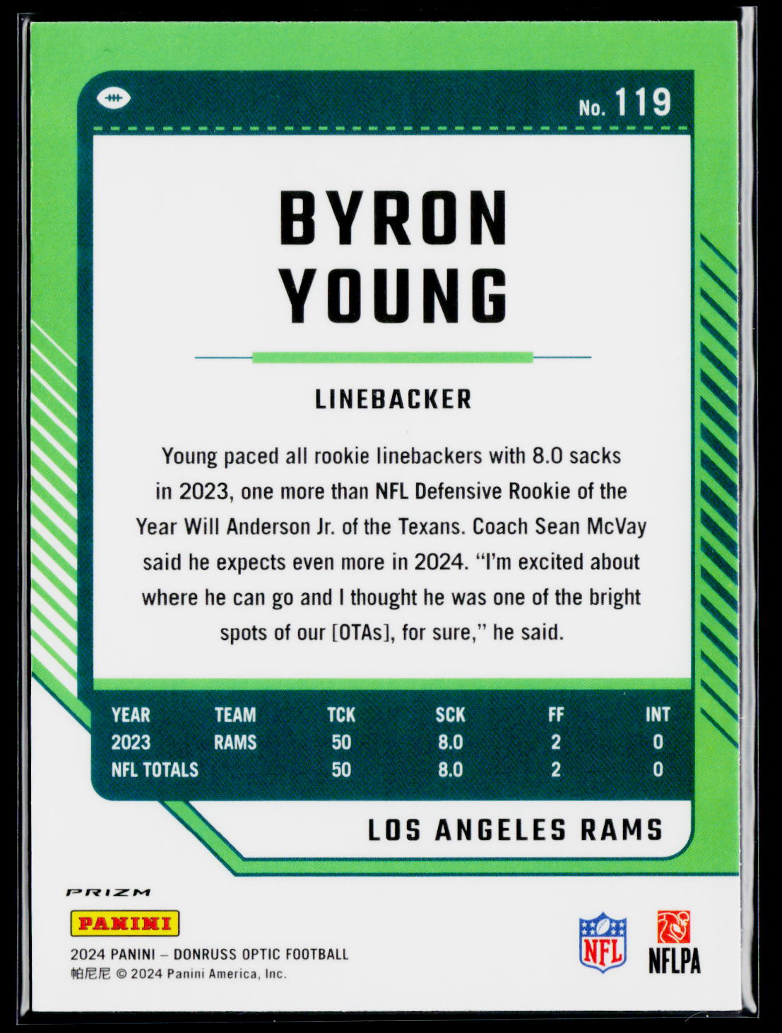 2024 Donruss Optic #119 Byron Young (LB)