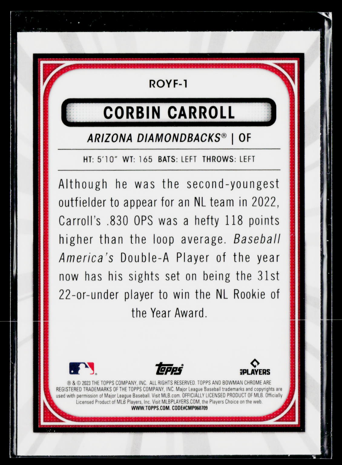 2023 Bowman #ROYF-1 Corbin Carroll Rookie of the Year Favorites