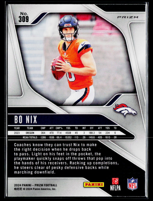 2024 Panini Prizm #309 Bo Nix Lazer