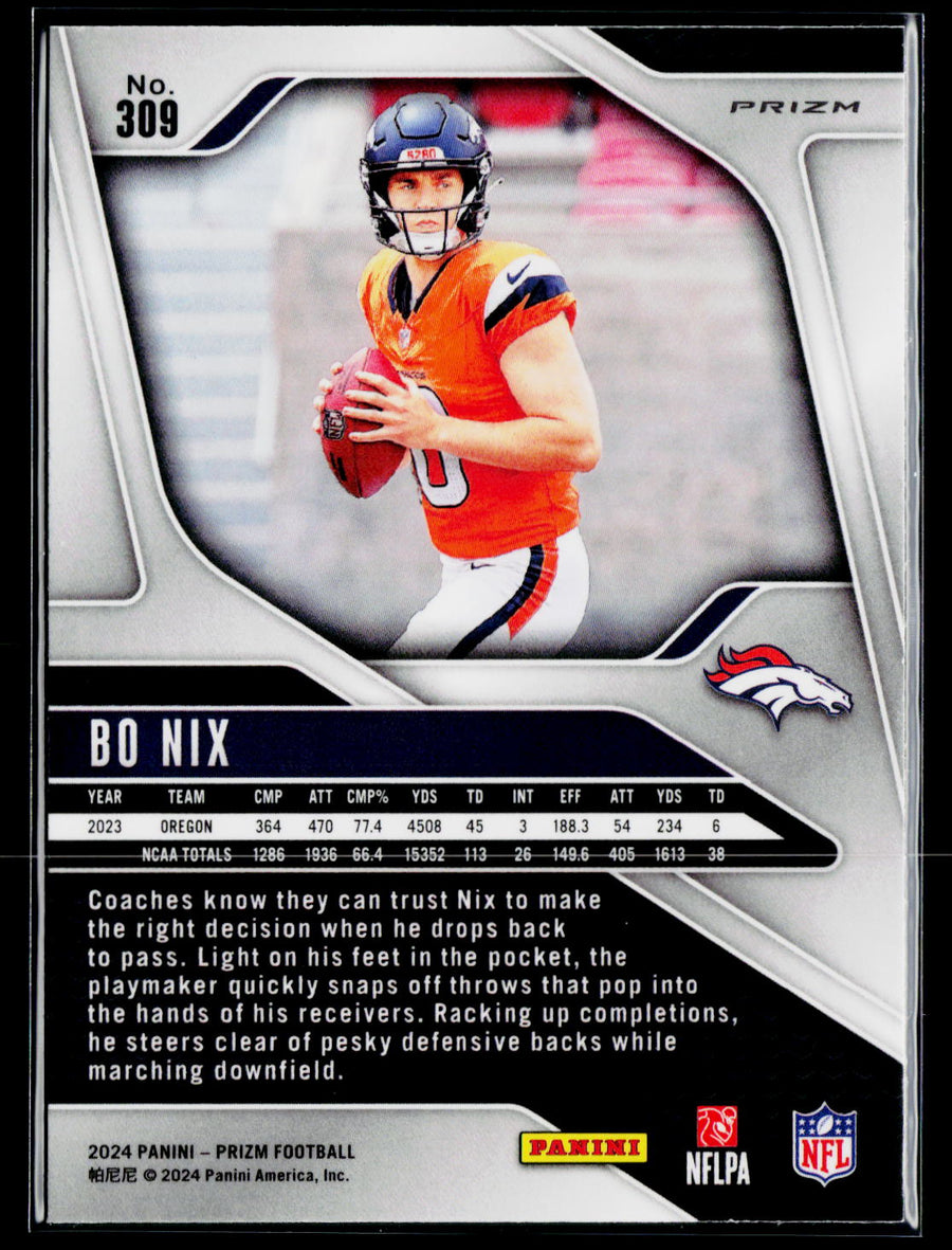 2024 Panini Prizm #309 Bo Nix Lazer