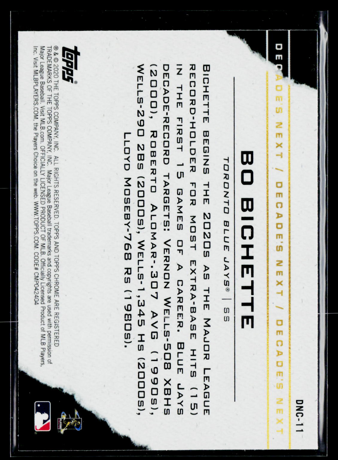 2020 Topps #DN-13 Bo Bichette Decade's Next