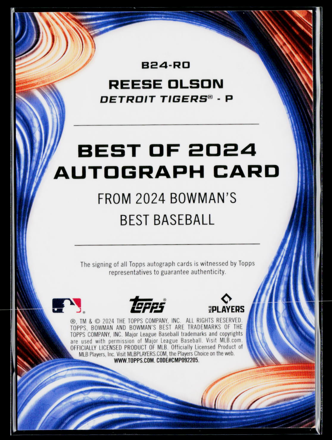 2024 Bowman's Best #B24-RO Reese Olson Best of 2024 Autographs