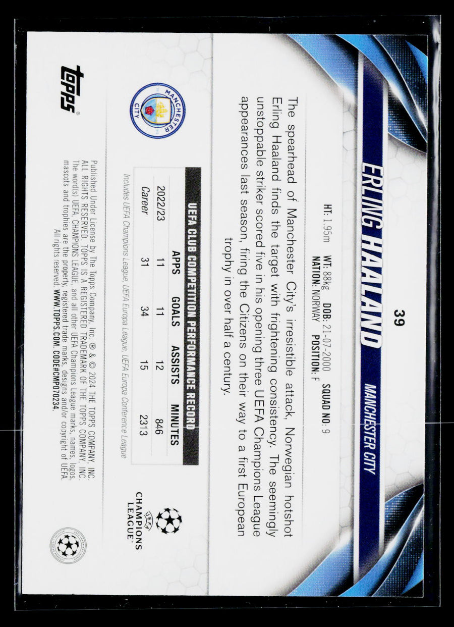 2023-24 Topps UEFA Club Competitions #39 Erling Haaland Inferno Foil
