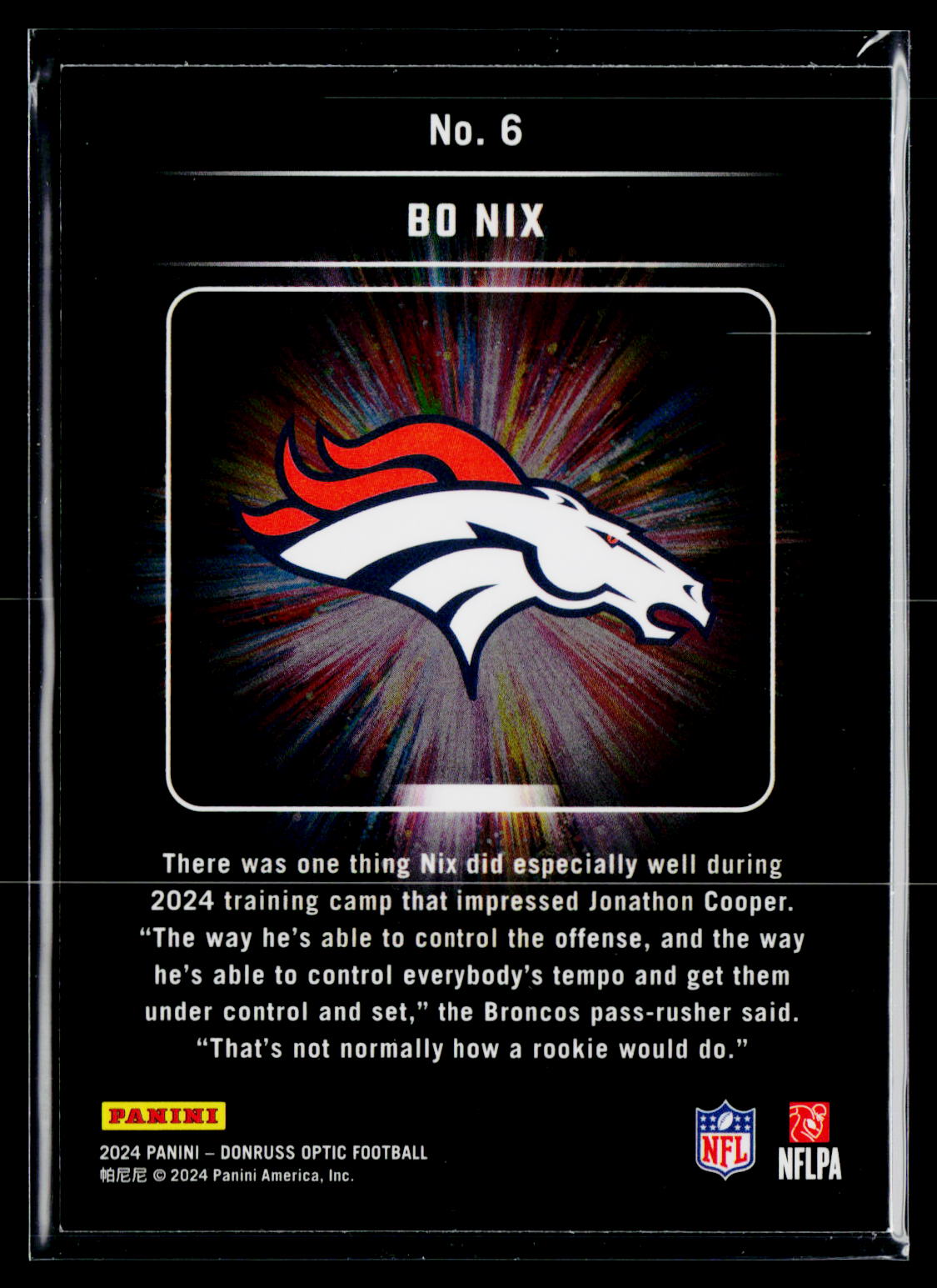 2024 Donruss Optic #6 Bo Nix Light It Up