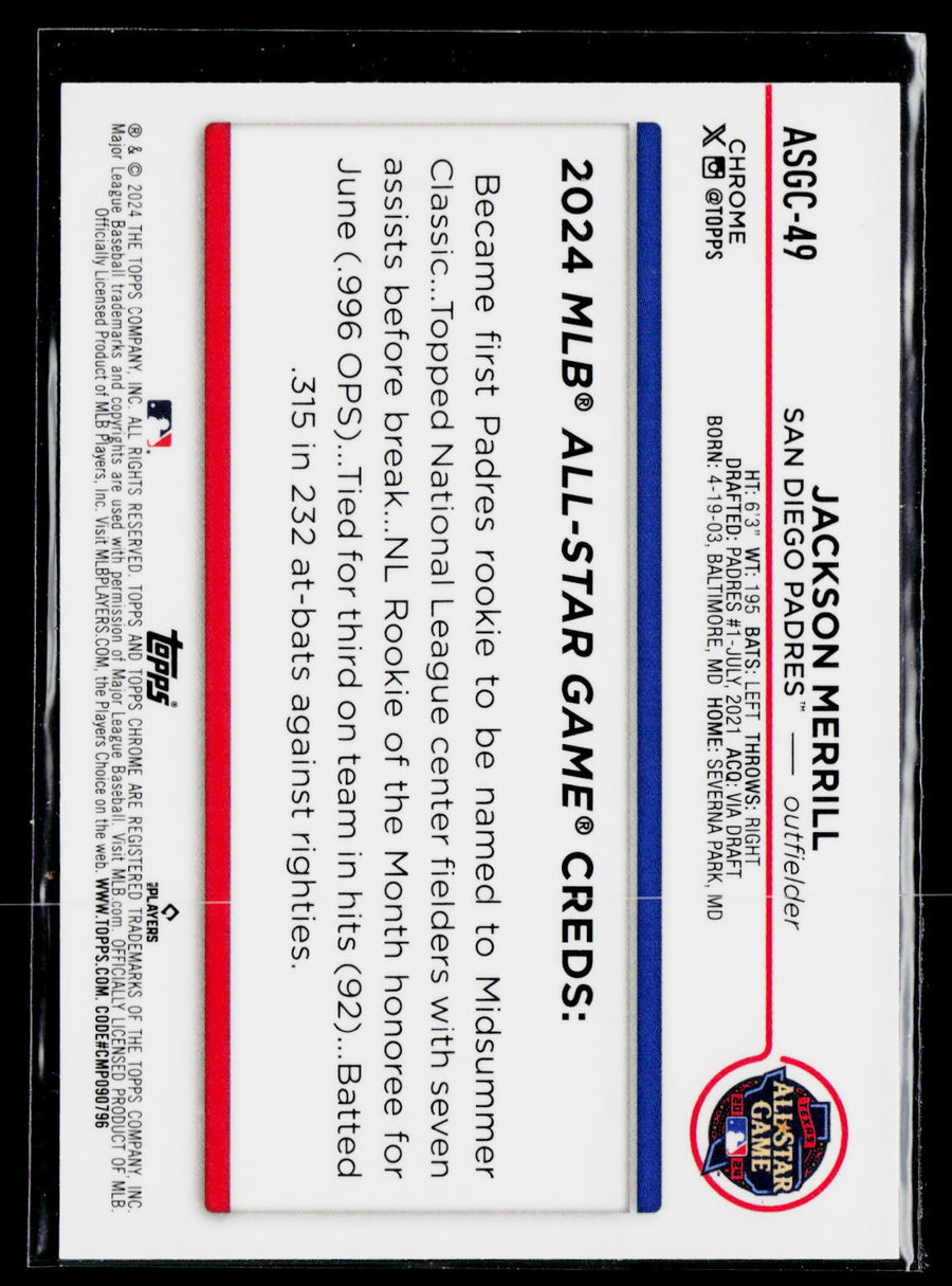 2024 Topps Chrome Update #ASGC-49 Jackson Merrill 2024 All-Star Game Chrome