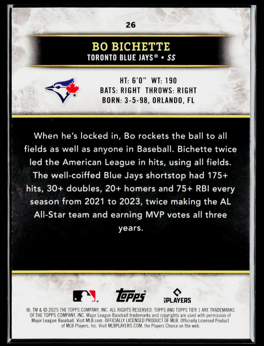 2025 Topps Tier One #26 Bo Bichette #/125