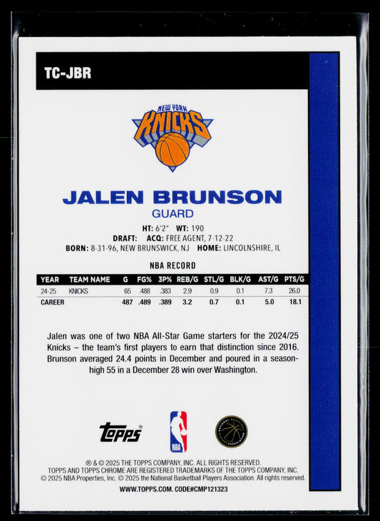 2025-26 Topps #TC-JBR Jalen Brunson 1980-81 Topps Chrome Basketball mojo