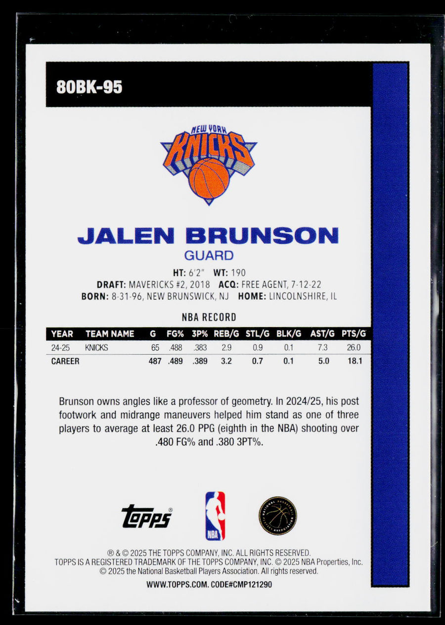 2025-26 Topps #80BK-95 Jalen Brunson 1980-81 Topps Basketball