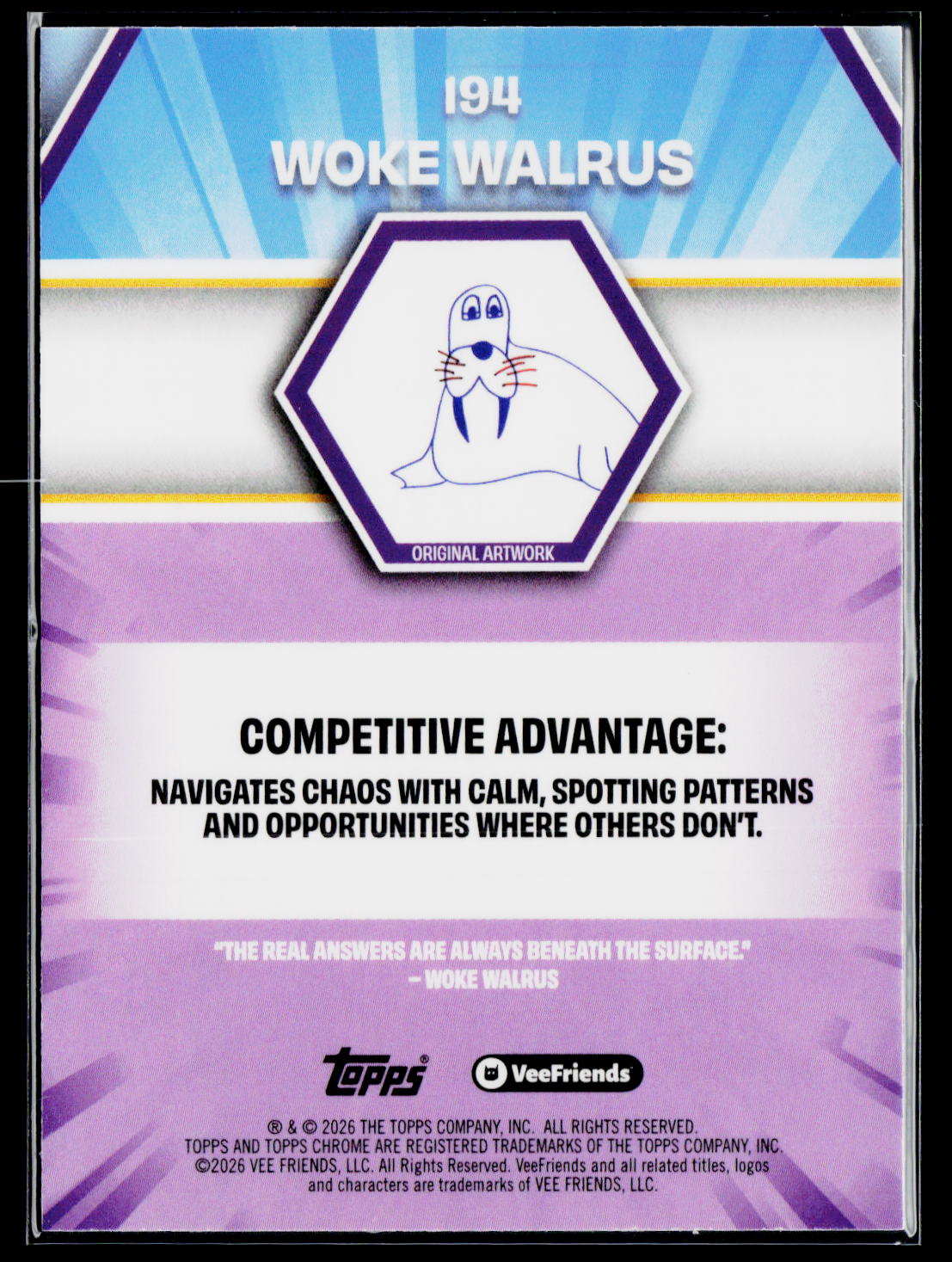 2026 Topps Chrome VeeFriends #194 Woke Walrus /150