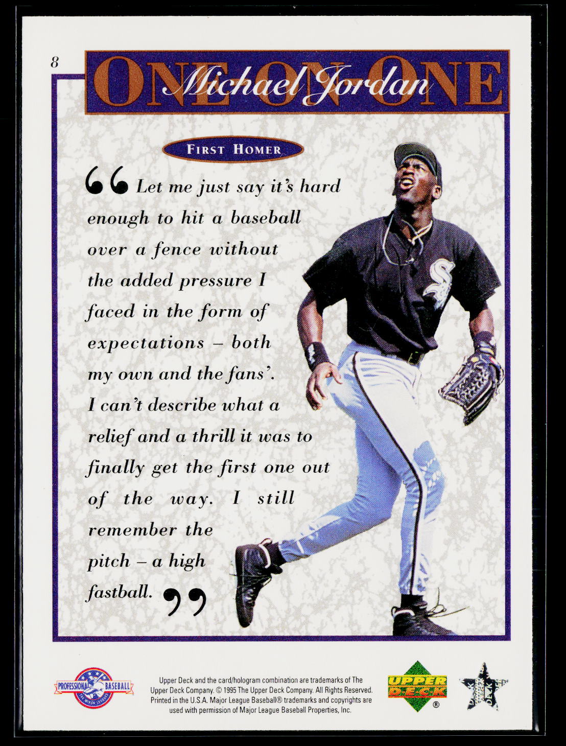 1995 Upper Deck Minor League #8 Michael Jordan Michael Jordan One On One