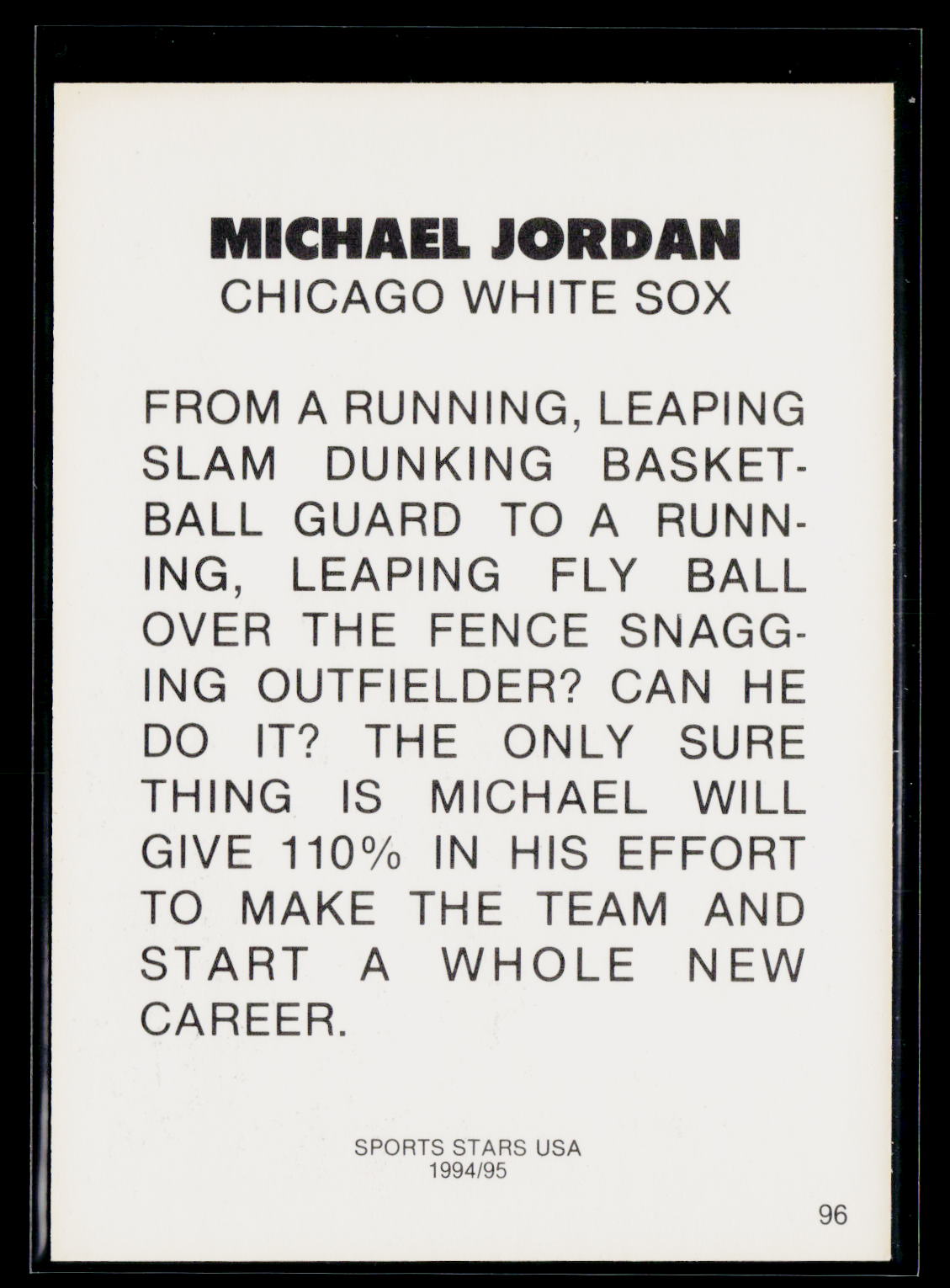 1993-95 Sports Stars USA (unlicensed) #96 Michael Jordan