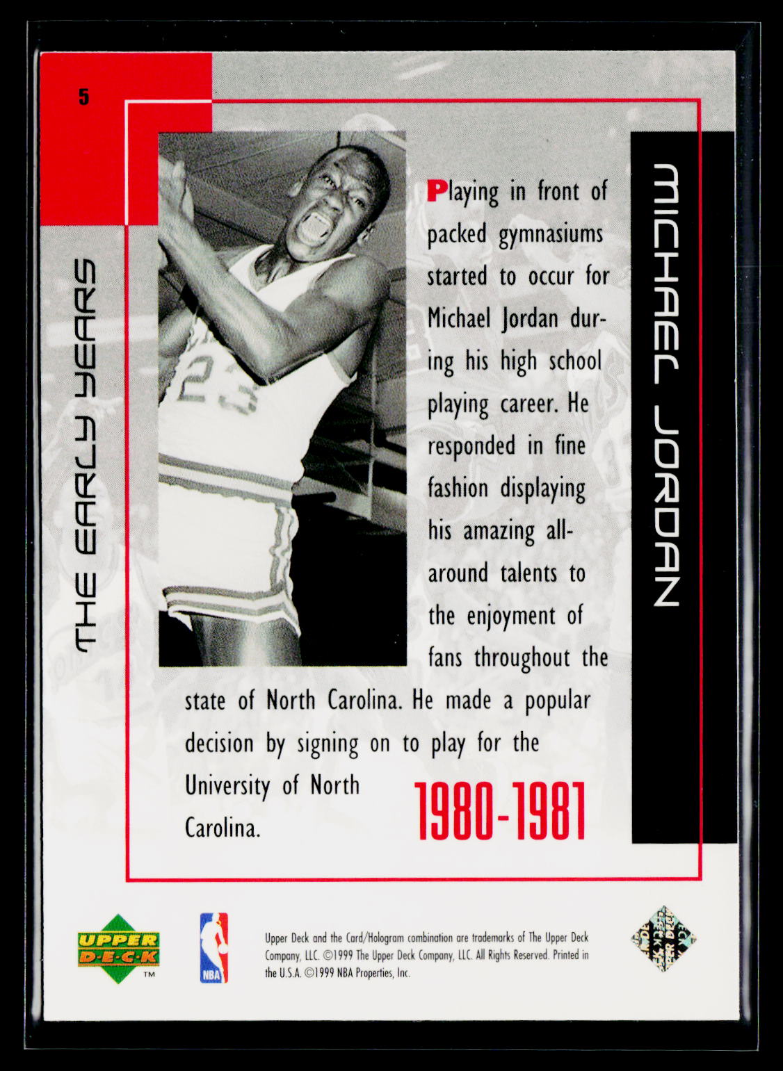 1999 Upper Deck Michael Jordan Career Collection #5 Michael Jordan