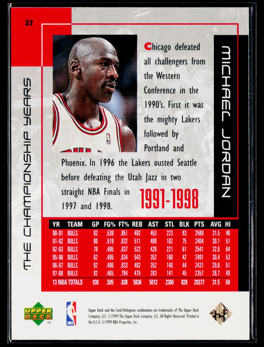 1999 Upper Deck Michael Jordan Career Collection #32 Michael Jordan