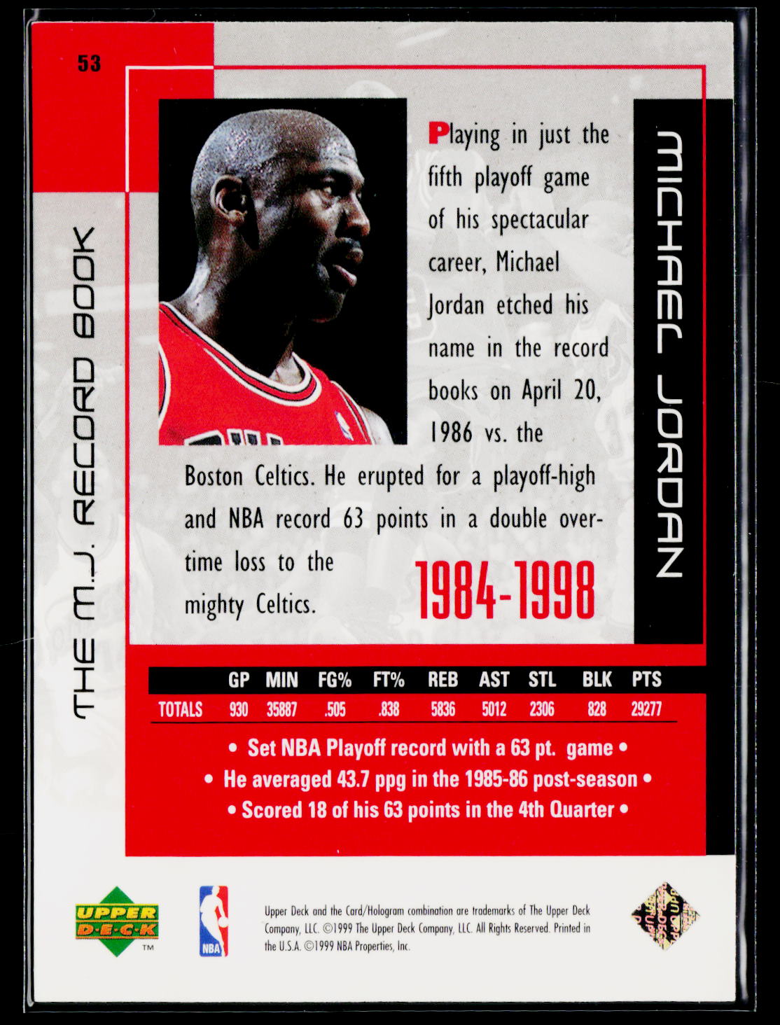 1999 Upper Deck Michael Jordan Career Collection #53 Michael Jordan