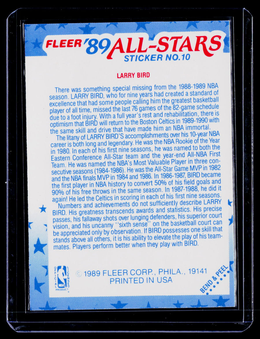 1989-90 Fleer #10 Larry Bird Stickers