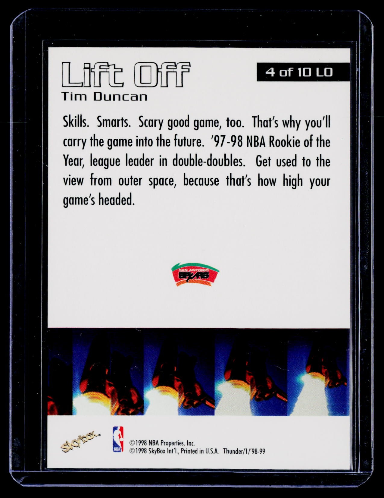 1998-99 SkyBox Thunder #4 LO Tim Duncan Lift Off