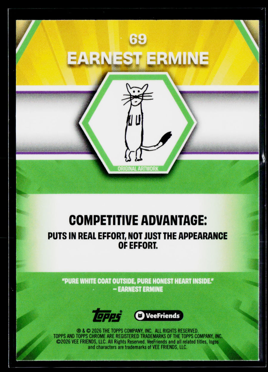 2026 Topps Chrome VeeFriends #69 Earnest Ermine Yellow Refractor