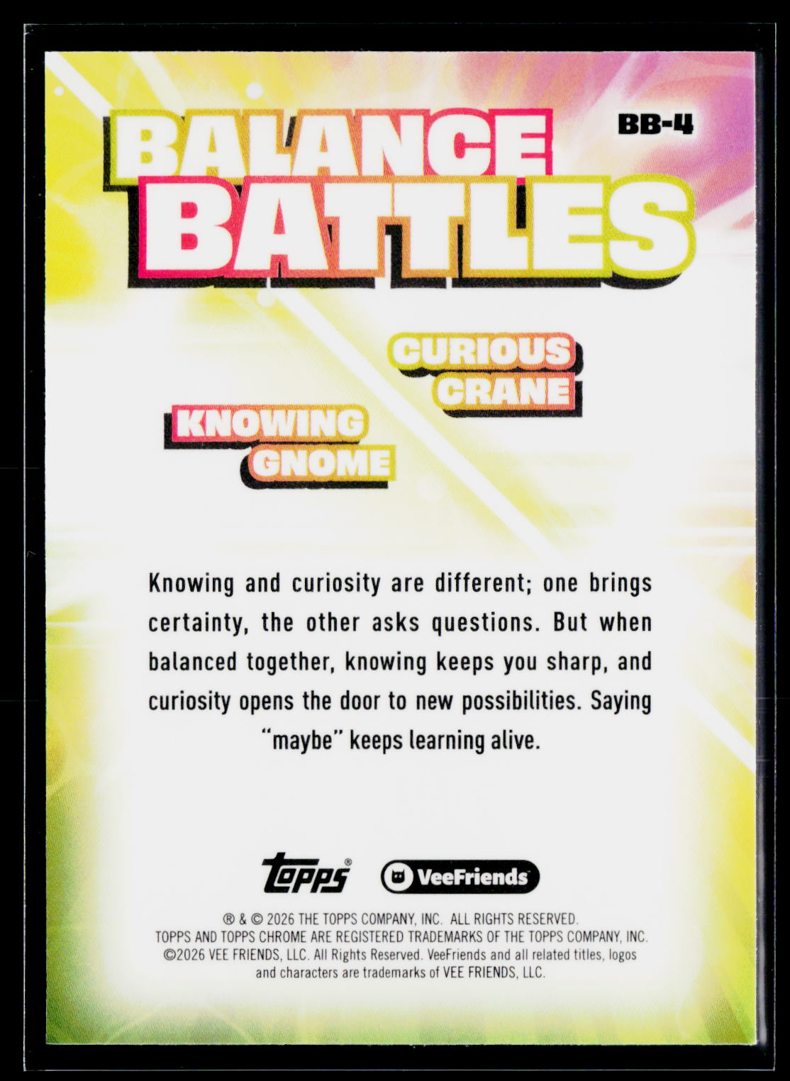 2026 Topps Chrome VeeFriends #BB-4 Curious Crane / Knowing Gnome Balance Battles