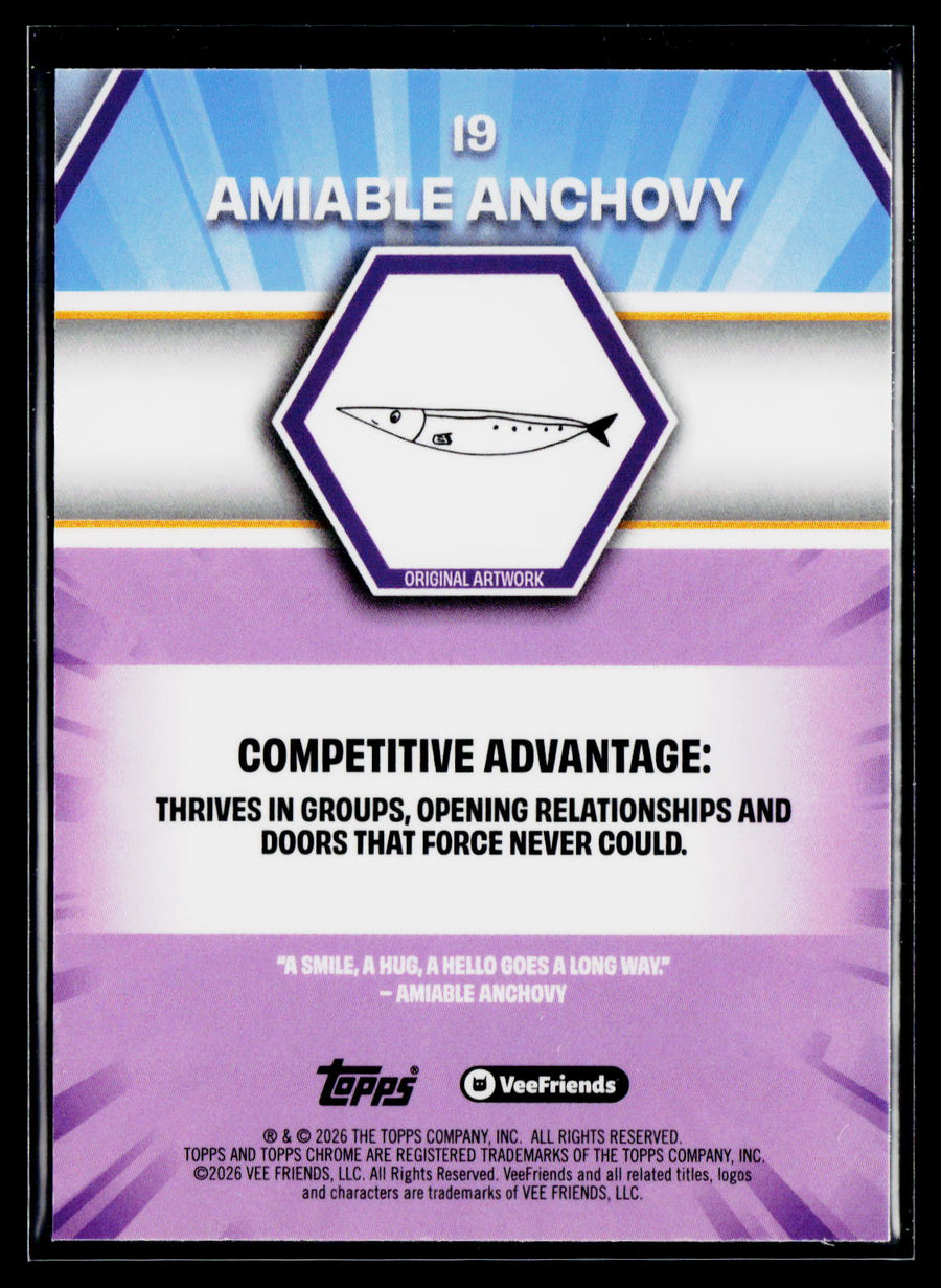 2026 Topps Chrome VeeFriends #19 Amiable Anchovy Yellow Refractor